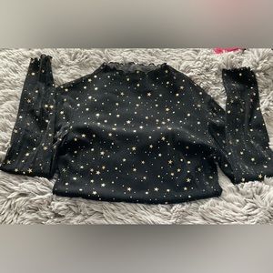 Black mesh long sleeve with gold stars size large